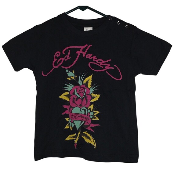 Ed Hardy Other - Ed Hardy Baby Tee 18-24 Months Black w/ Rose Vtg by Christian Audigier NWT